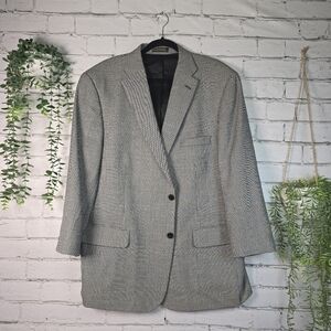 INNOCENTI TOM JONES Wool Houndstooth Blazer Black White Navy Mens 46R EUC